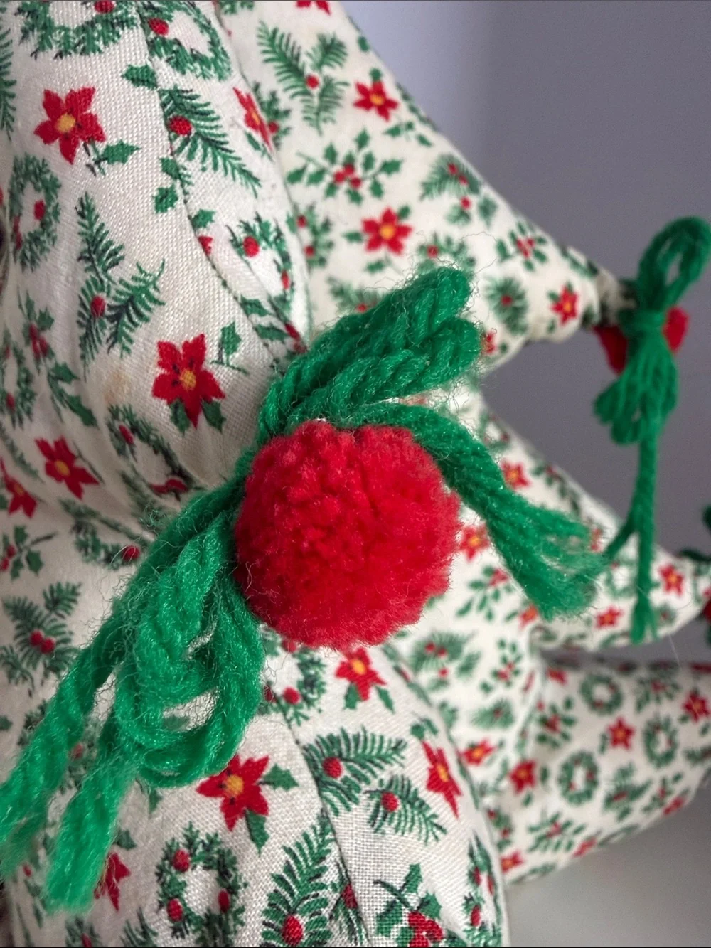 Handmade Holiday Fabric Tree Décor - Cream, Green & Red